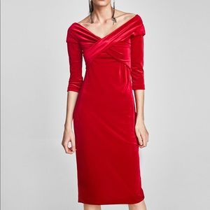 Zara velvet red dress--nwot